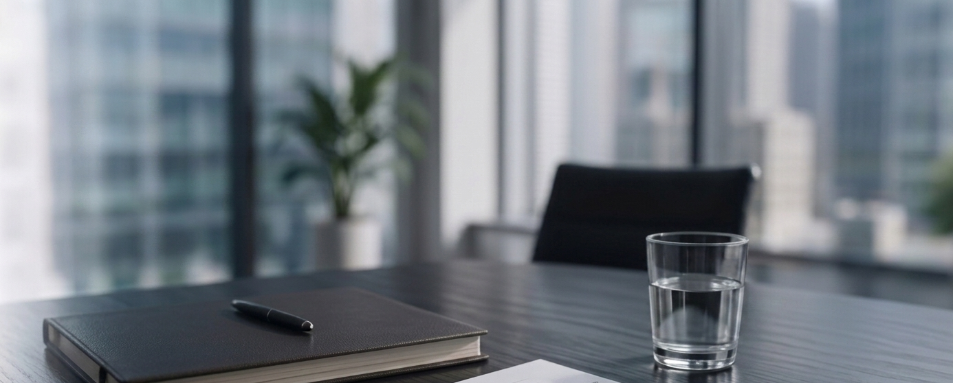 Desk with financial charts